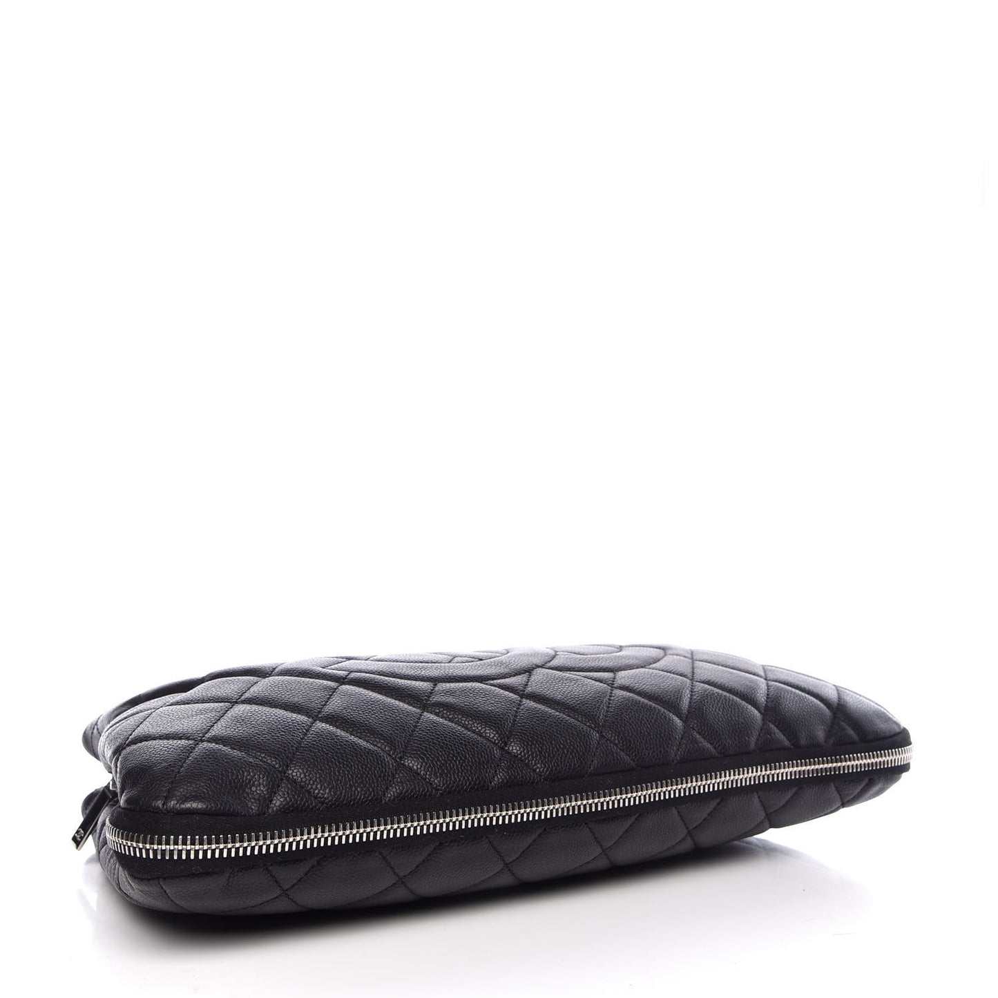 Caviar Quilted Expandable Zip Shoulder Bag Black