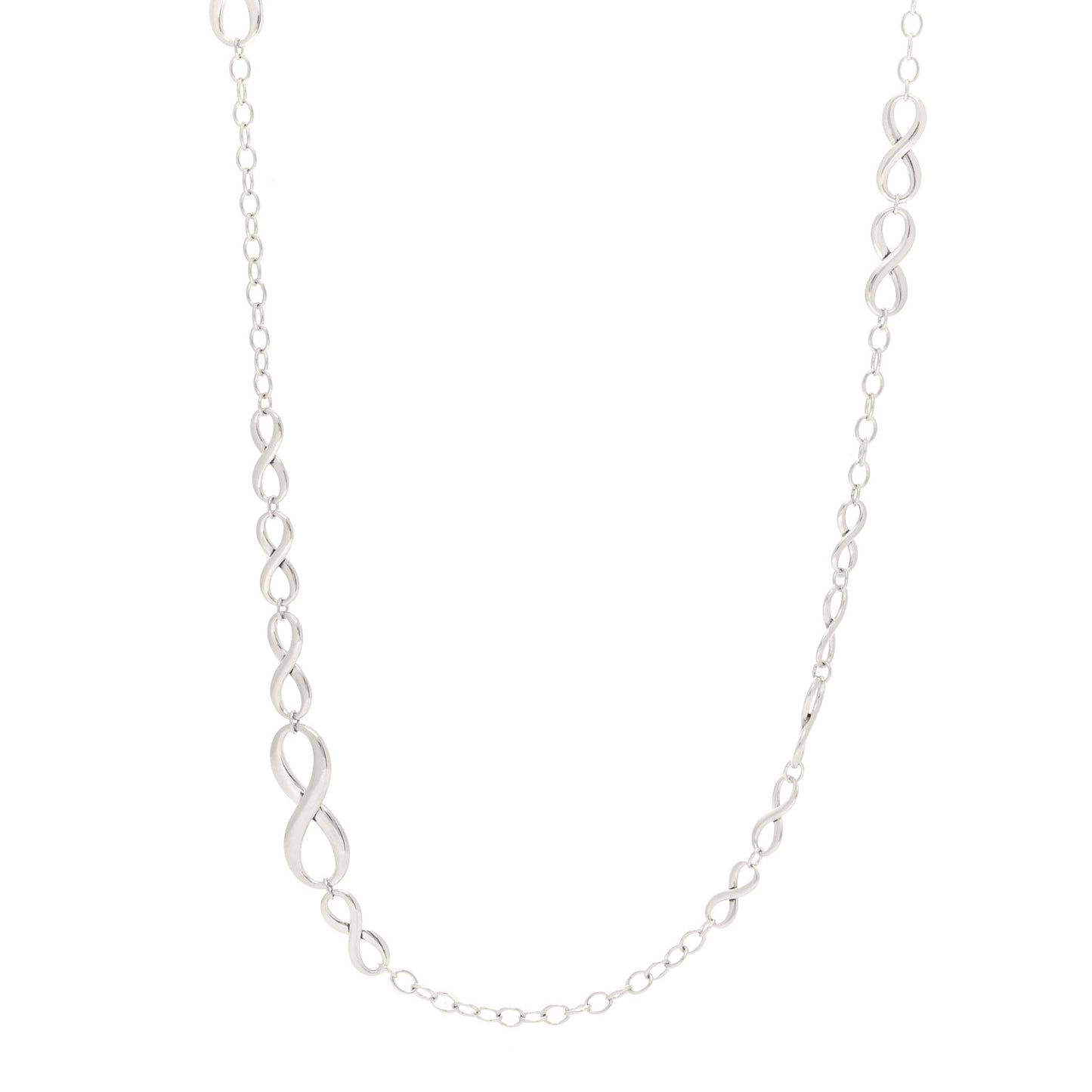Sterling Silver Wide Infinity Endless Necklace