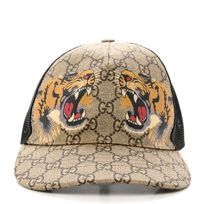 Gucci GG Supreme Monogram Tiger Print Baseball Hat M 58 Beige 3 of 9