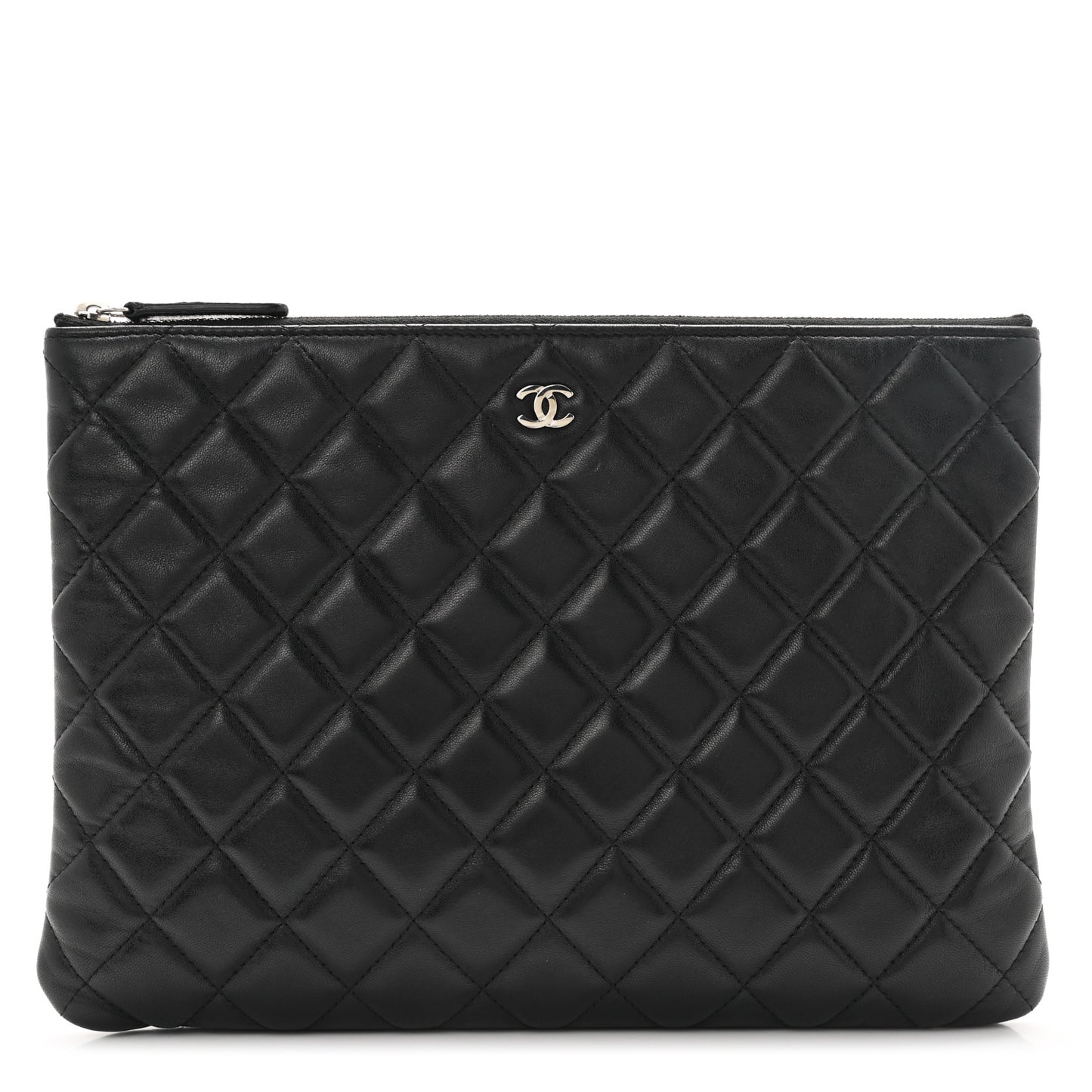 Lambskin Quilted Medium Cosmetic Case Black