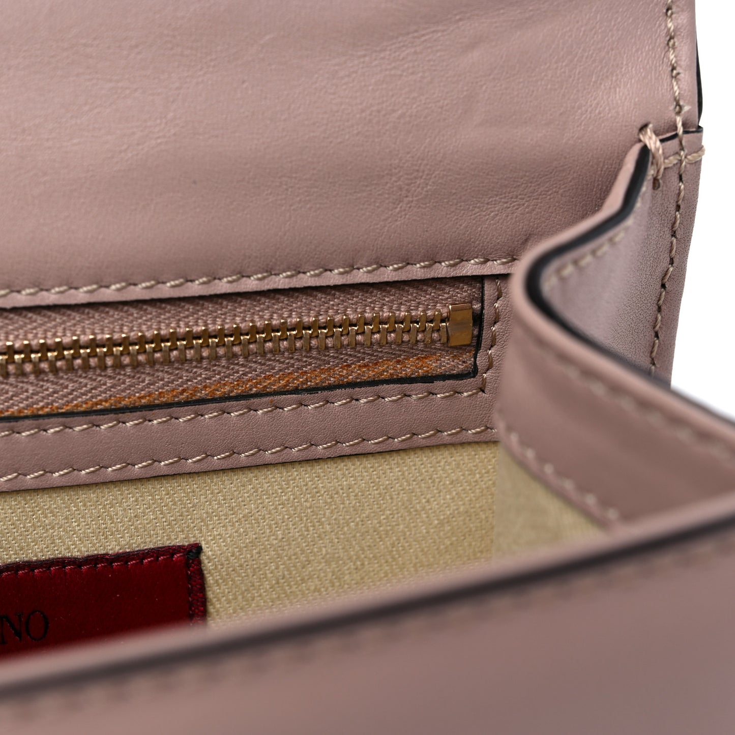 Vitello Small Glam Lock Rockstud Flap Poudre