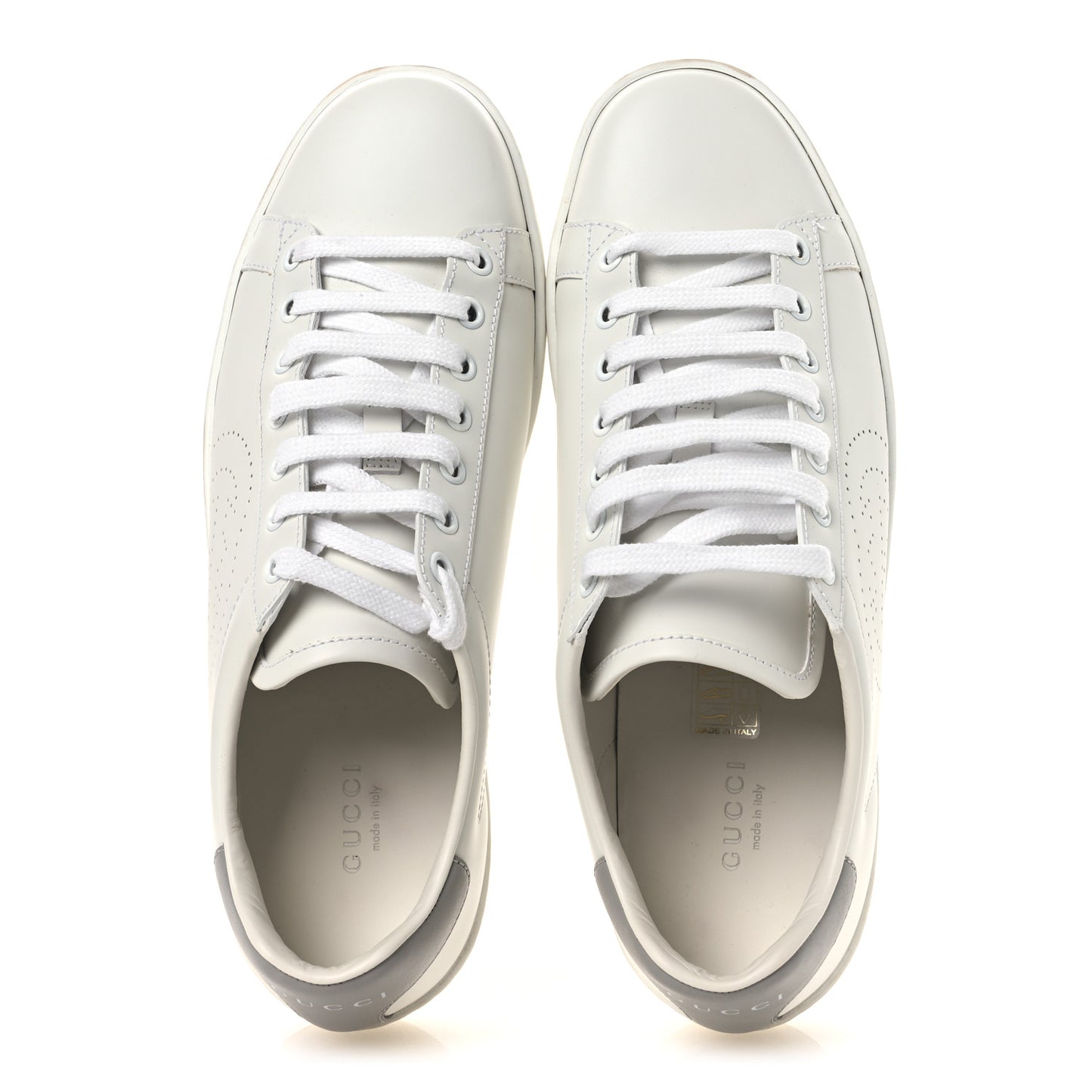 Calfskin Interlocking G Perforated Womens Ace Sneakers 39 White Grey Sky