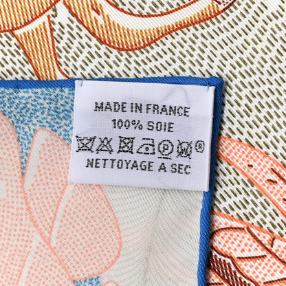 Hermes Silk Ivresse Au Vent Scarf 70 Bleu Azur Saumon 3 of 5