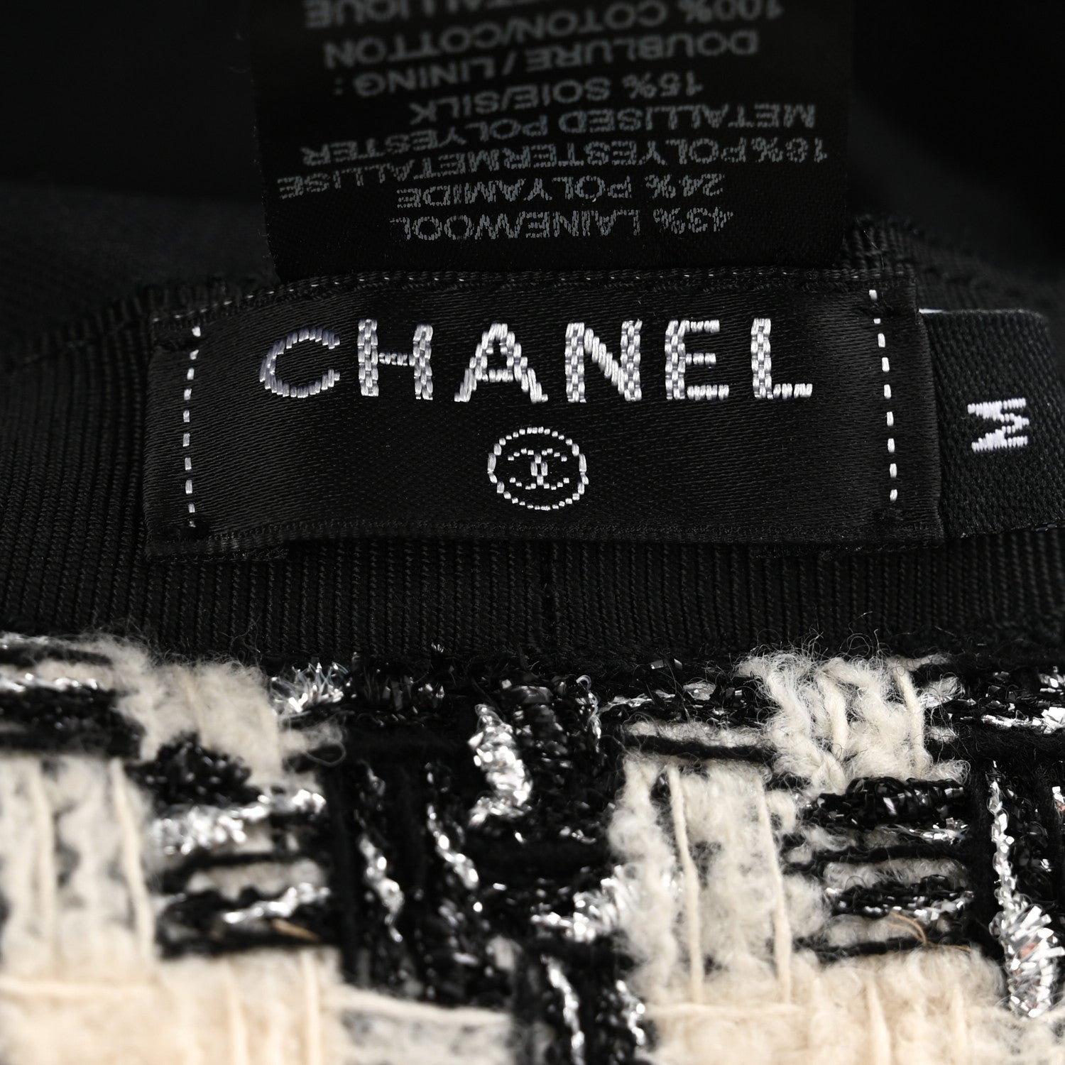 Chanel Tweed Bucket Hat M Black Ecru 7 of 9