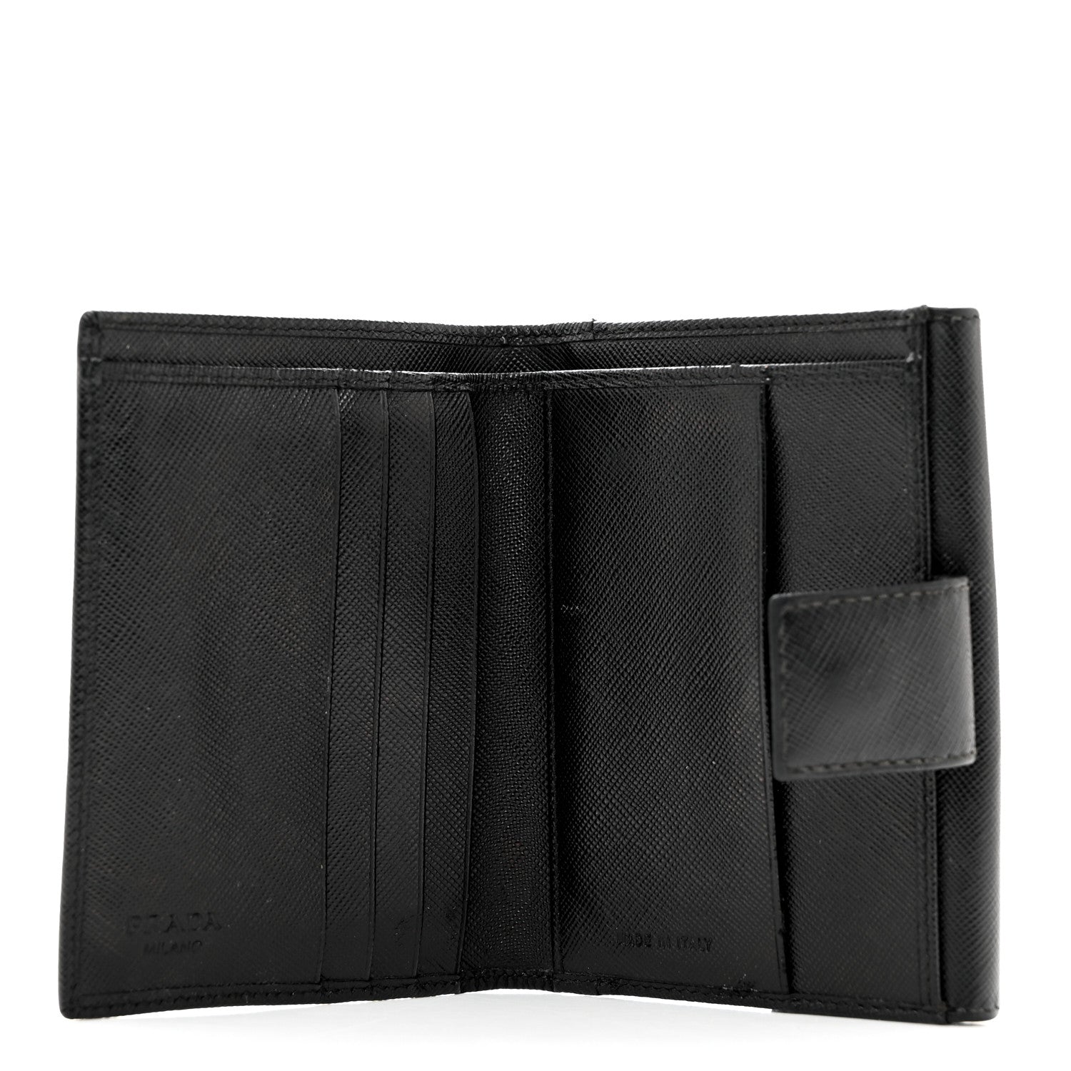 Prada Saffiano Tri-Fold Compact Wallet Black 5 of 8