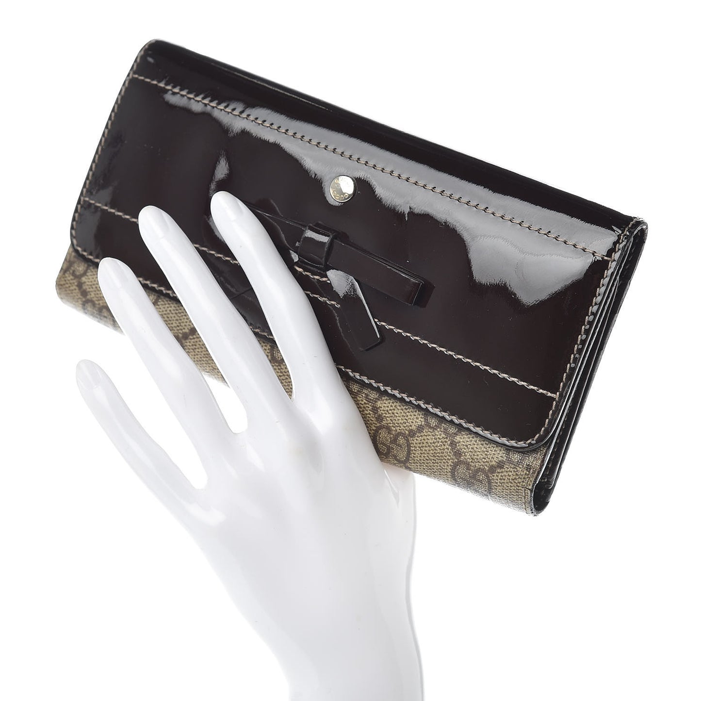 Patent Monogram Continental Wallet Brown