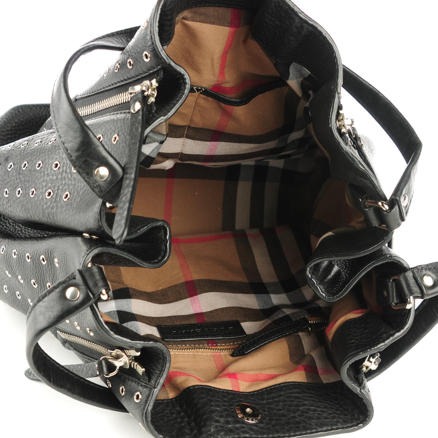 Burberry Calfskin Grommet Medium Maidstone Shoulder Bag Black 5 of 8