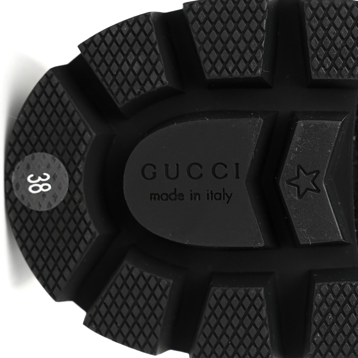 Gucci Kensington Calfskin Nappa GG Supreme Monogram Womens Double Buckle Ankle Boots 38 Black 9 of 11