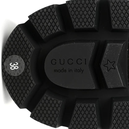 Gucci Kensington Calfskin Nappa GG Supreme Monogram Womens Double Buckle Ankle Boots 38 Black 9 of 11