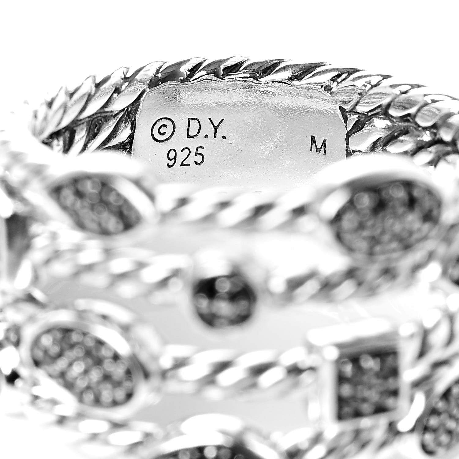 David Yurman Sterling Silver Black Diamond Confetti 4 Row Ring 58 8.25 5 of 5