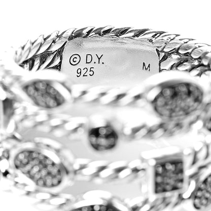 David Yurman Sterling Silver Black Diamond Confetti 4 Row Ring 58 8.25 5 of 5
