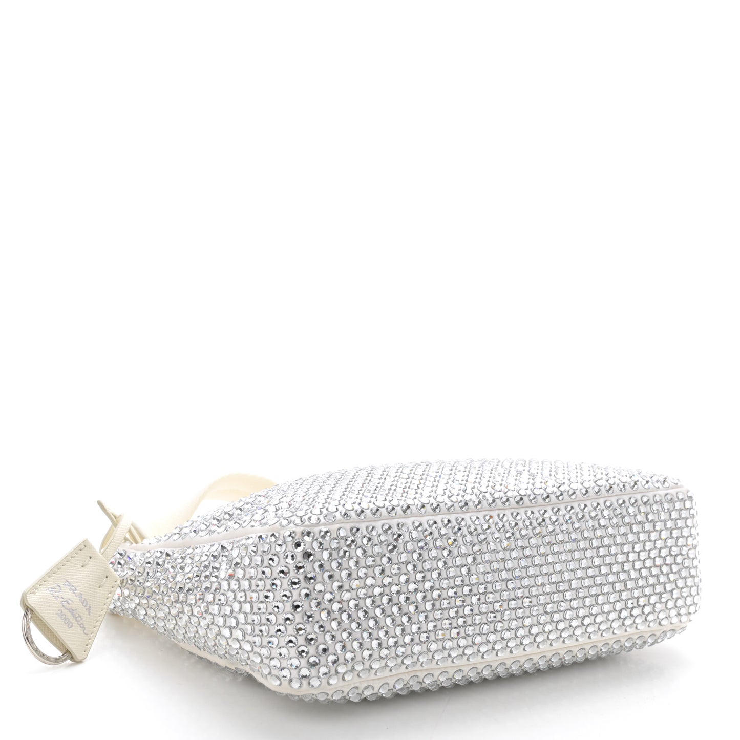Satin Crystal Mini Re-Edition 2000 Bag White
