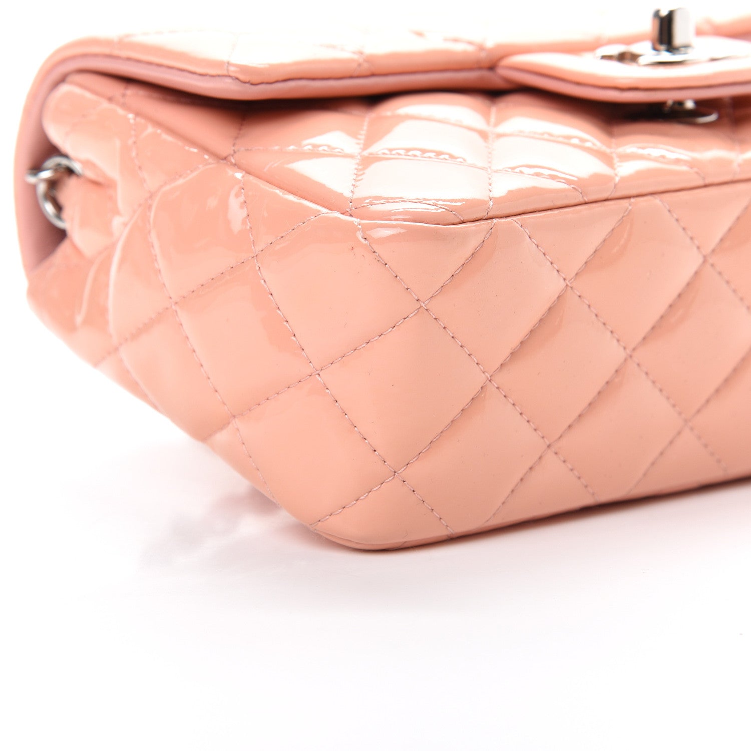 Chanel Patent Calfskin Quilted Mini Rectangular Flap Light Pink 8 of 11
