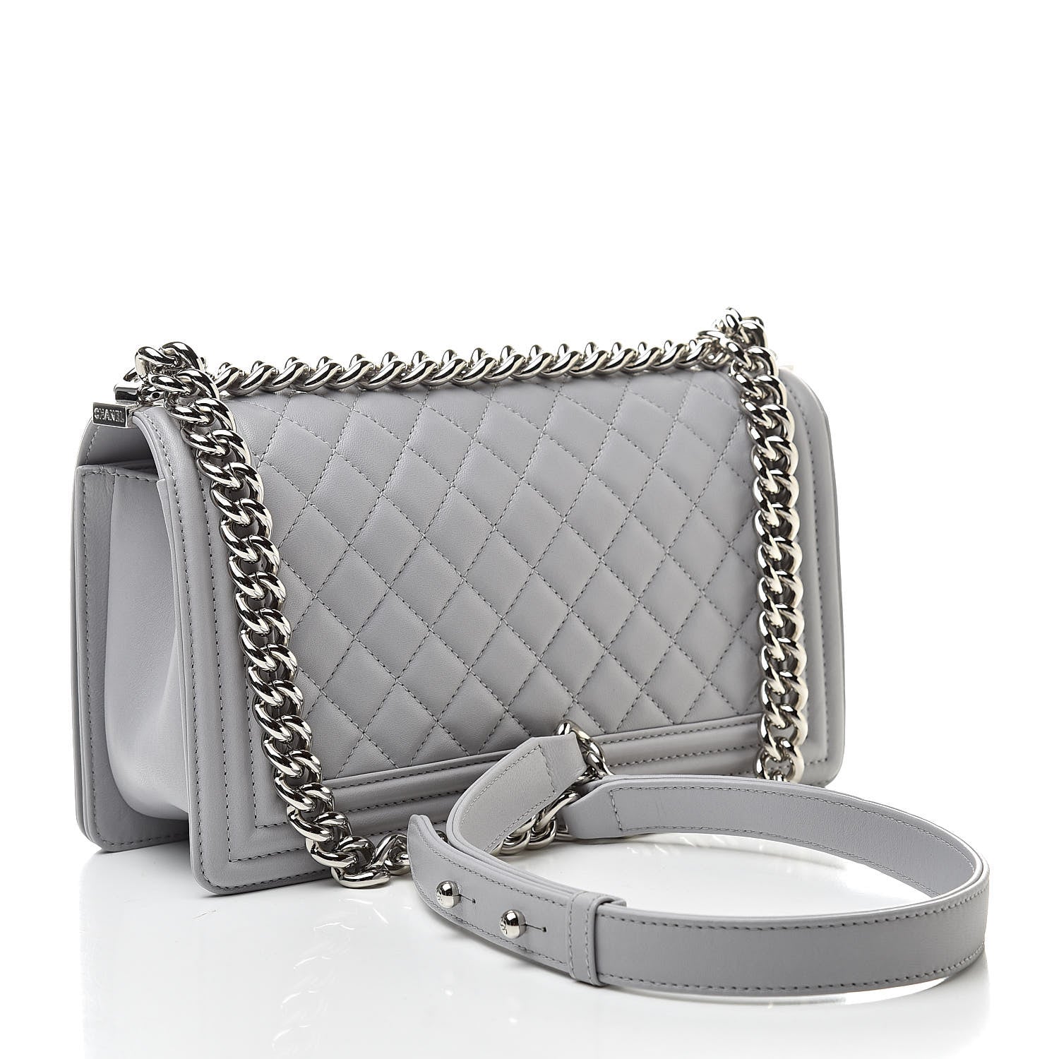 Chanel Lambskin Quilted Medium Boy Flap Grey 3 of 10