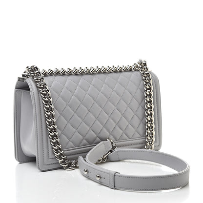 Chanel Lambskin Quilted Medium Boy Flap Grey 3 of 10