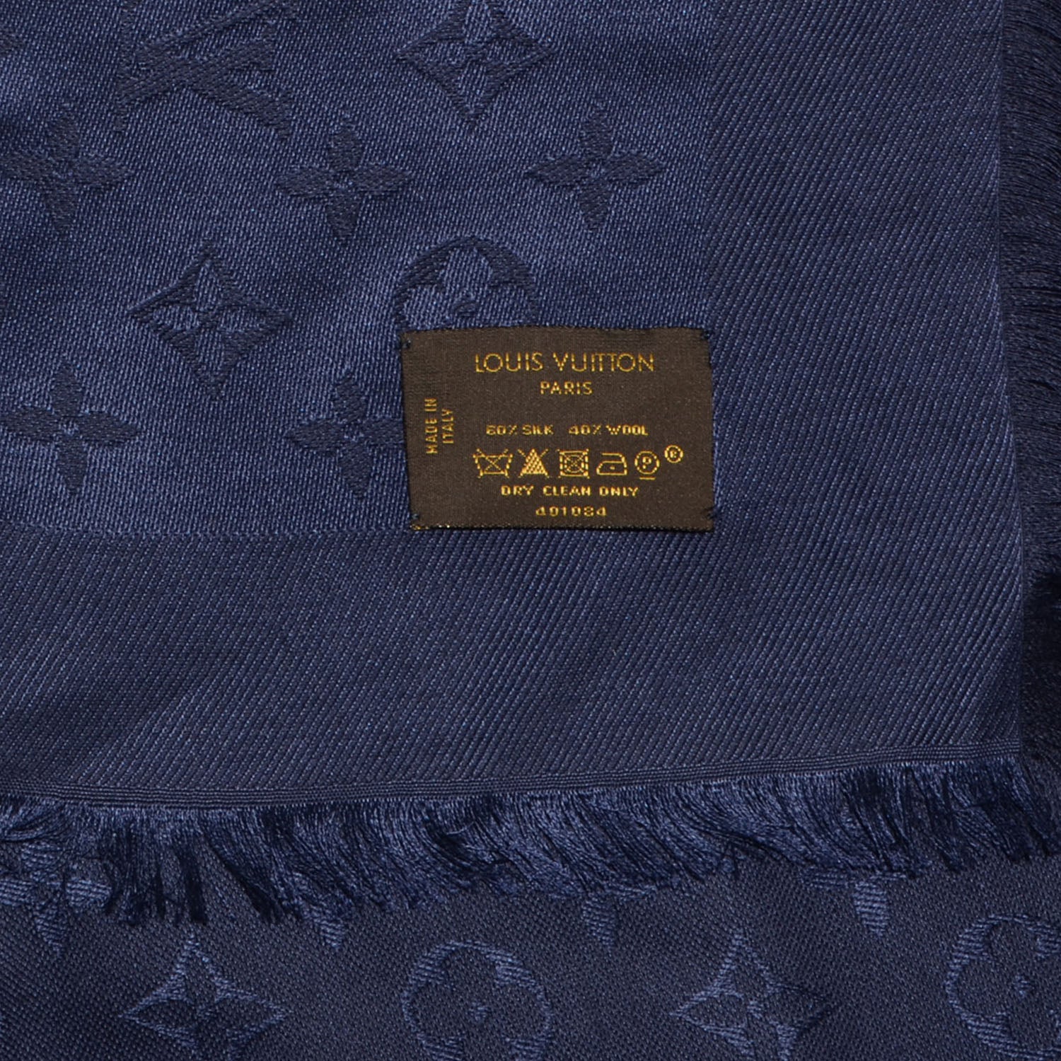 Louis Vuitton Wool Silk Monogram Shawl Blue Nuit 5 of 5