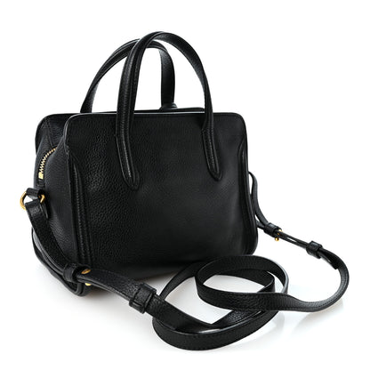 Alexander McQueen Pebbled Calfskin Mini Skull Padlock Zip Around Tote Black 3 of 9