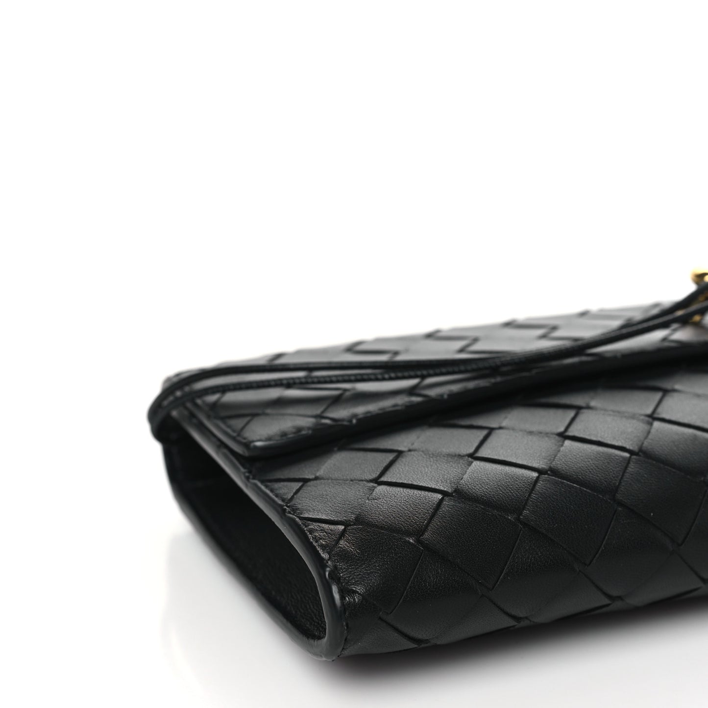 Nappa Intrecciato Long Andiamo Top Handle Clutch Black