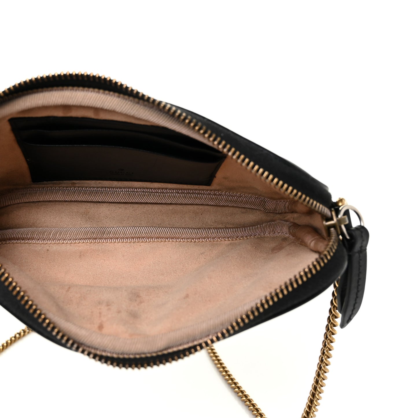 Calfskin Matelasse Mini GG Marmont Chain Crossbody Bag Black
