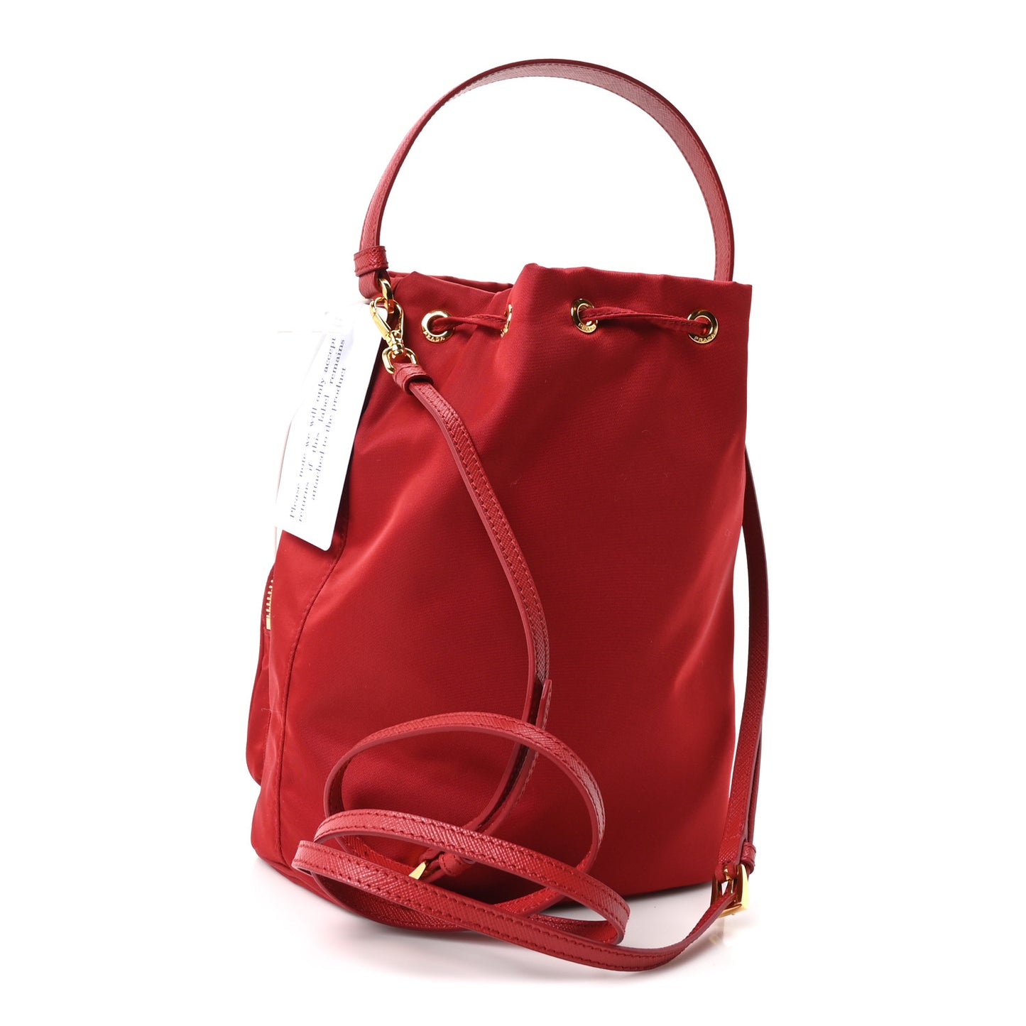 Nylon Vela Saffiano Mini Bucket Crossbody Bag Fuoco