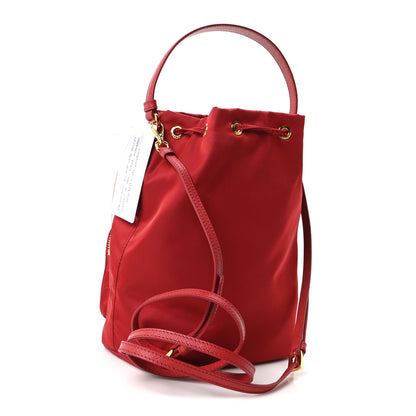 Prada Nylon Vela Saffiano Mini Bucket Crossbody Bag Fuoco 3 of 10