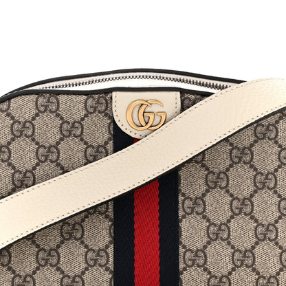 Gucci GG Supreme Monogram Textured Calfskin Web Small Ophidia Camera Bag Beige Ebony Mystic White 8 of 14
