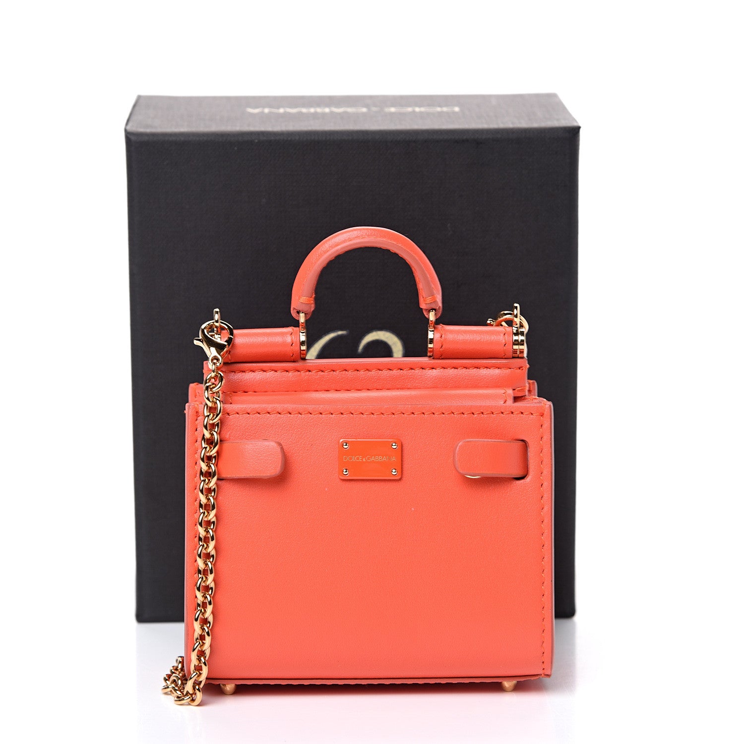 Dolce & Gabbana Calfskin Micro Miss Sicily 62 Satchel Orange 8 of 8