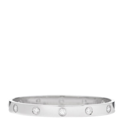 Cartier 18K White Gold 10 Diamond LOVE Bracelet 16 1 of 7