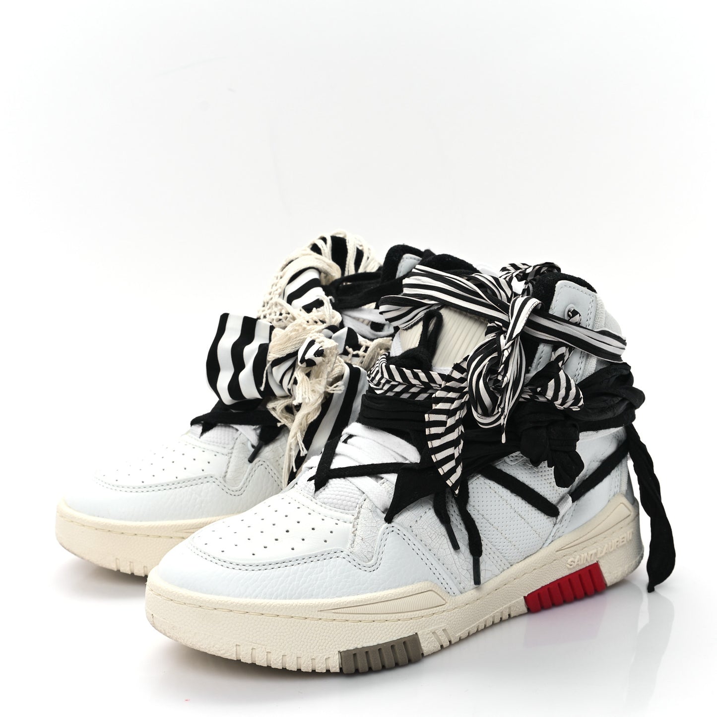 Calfskin Smith High Top Sneakers 40 White Black