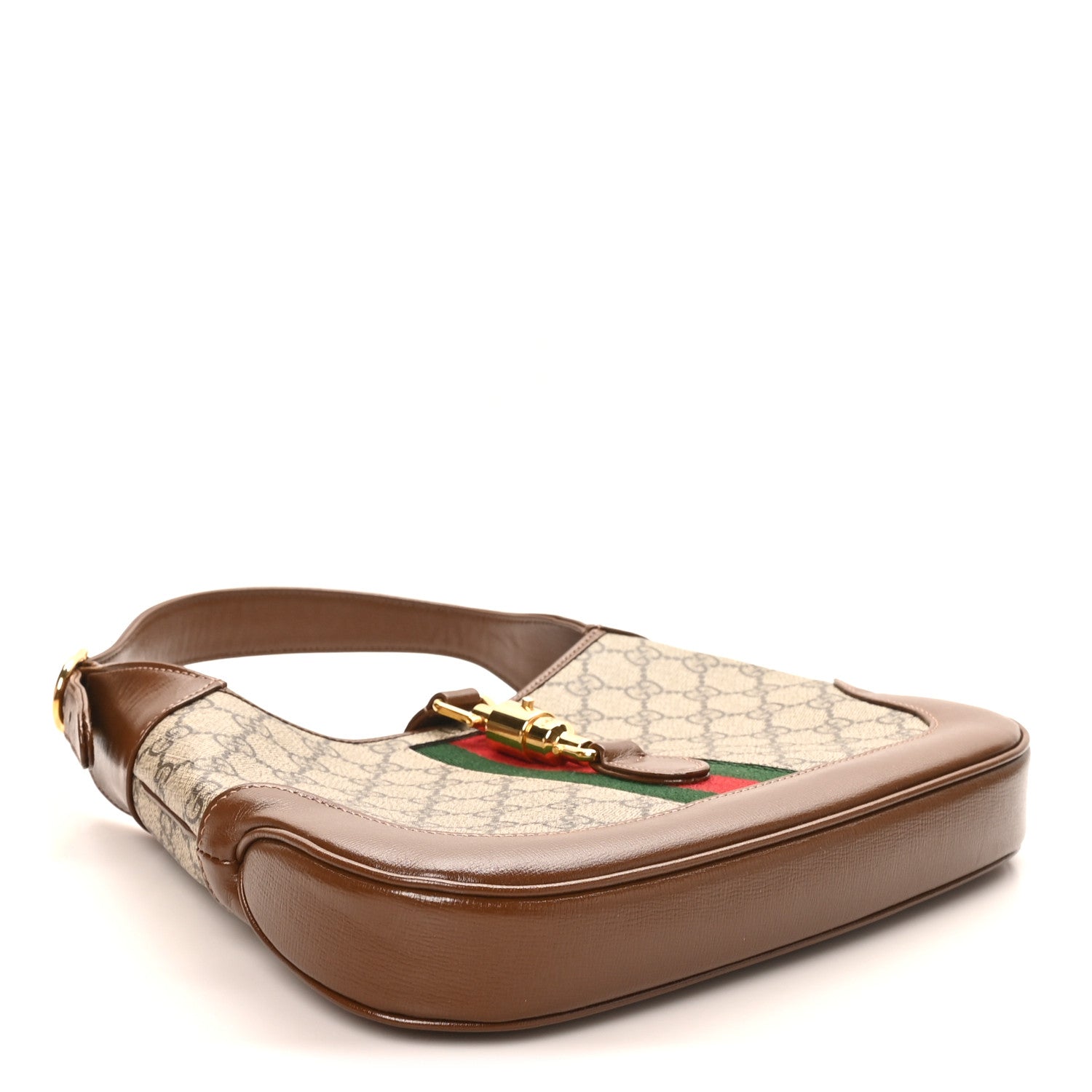 Gucci GG Supreme Monogram Azalea Calfskin Web Small Jackie 1961 Hobo Beige Ebony Brown Sugar 4 of 10