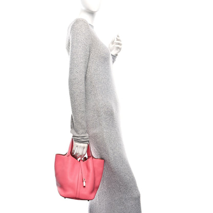 Hermes Taurillon Clemence Picotin Lock 22 MM Rose Azalee 2 of 12