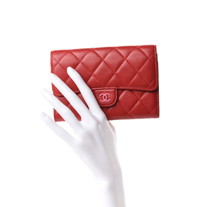 Chanel Lambskin Quilted Small Flap Wallet Red 2 of 9