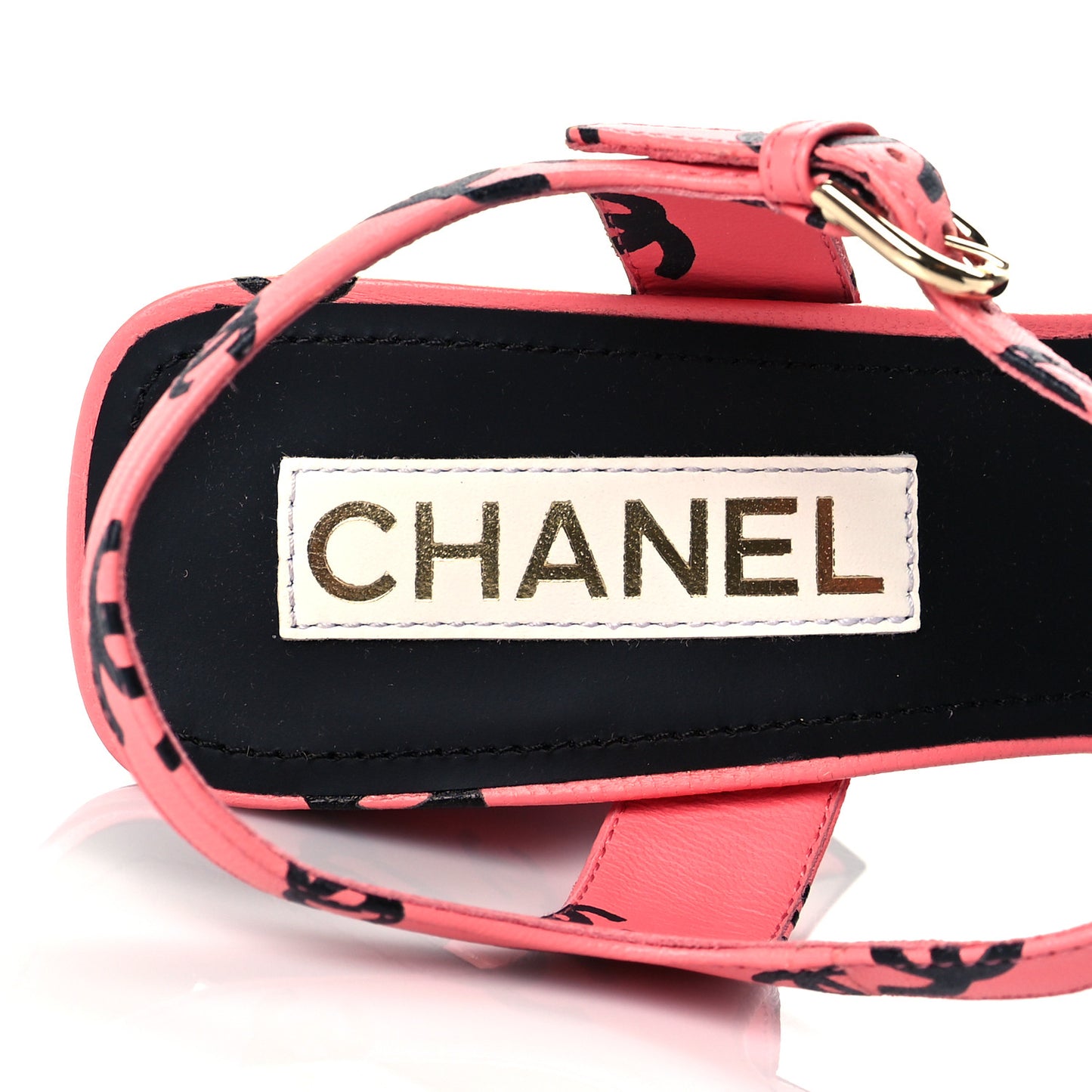 Lambskin Printed CC Sandals 41 Pink Black