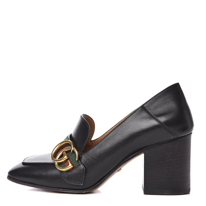 Gucci Calfskin Web Peyton Loafer Pumps 35 Black 1 of 12