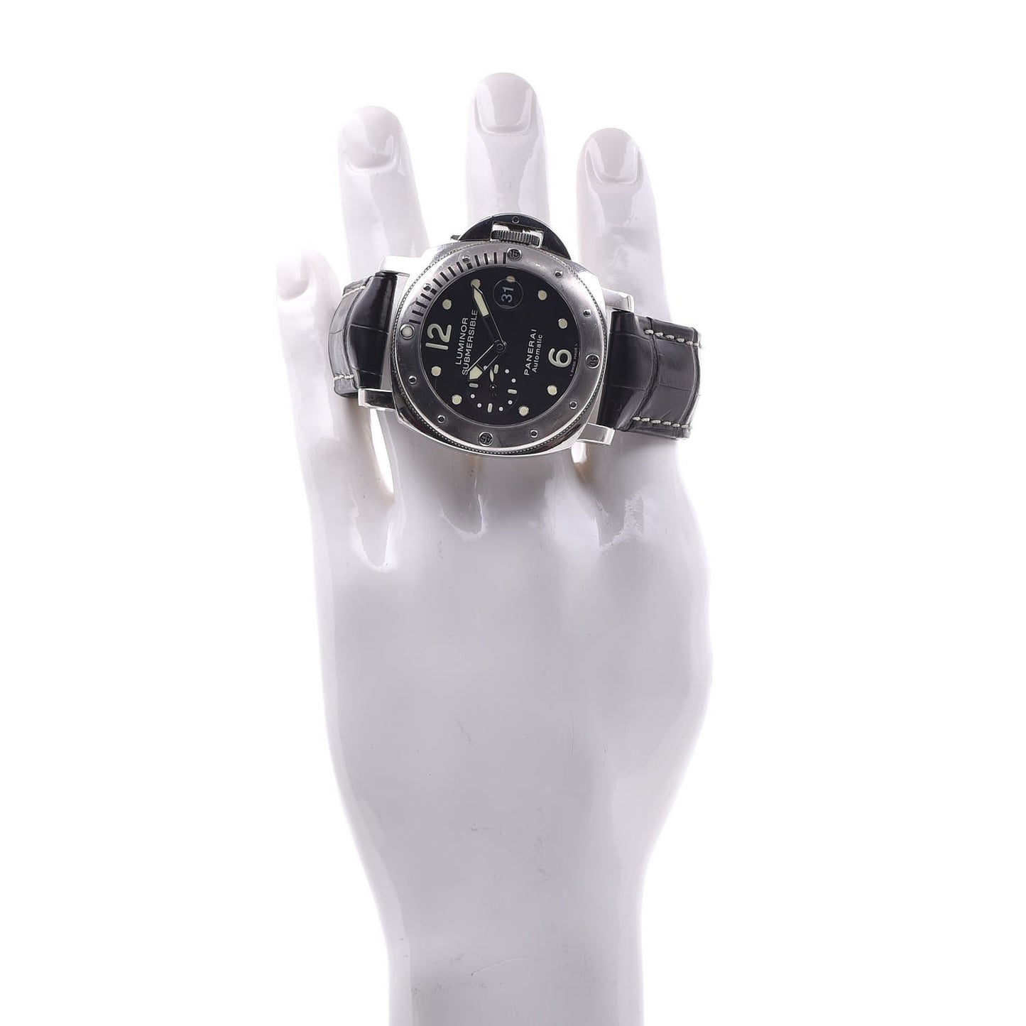 Stainless Steel Alligator 44mm Luminor Submersible Automatic Watch Black PAM00025