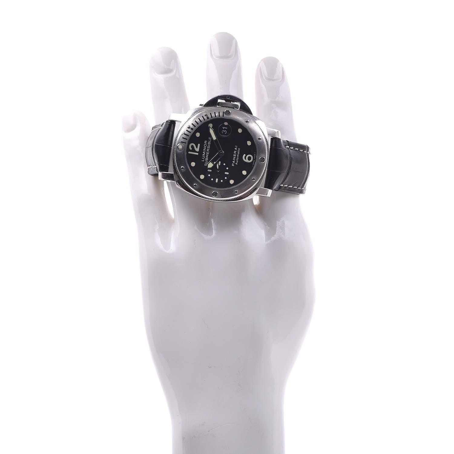 Panerai Stainless Steel Alligator 44mm Luminor Submersible Automatic Watch Black PAM00025 2 of 6