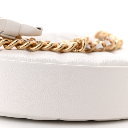 Chanel Shiny Caviar Quilted Bow Pouch Hobo White 10 of 11