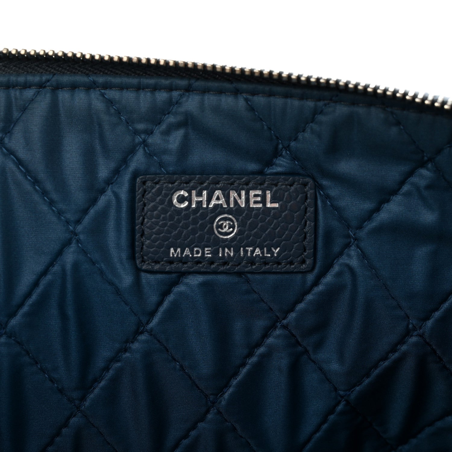 Chanel Caviar Quilted Large Cosmetic Case Dark Blue 6 of 10