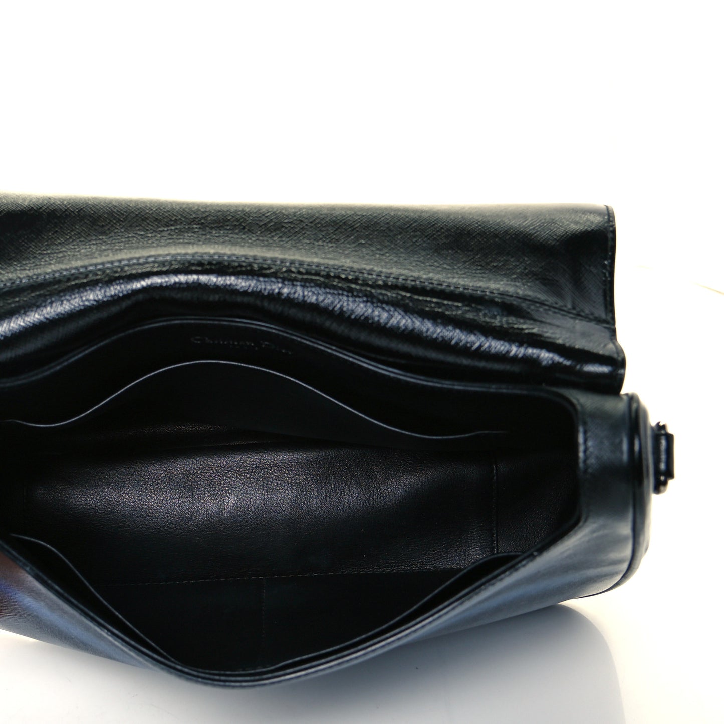 Grained Calfskin Stripe Dune Flap Black