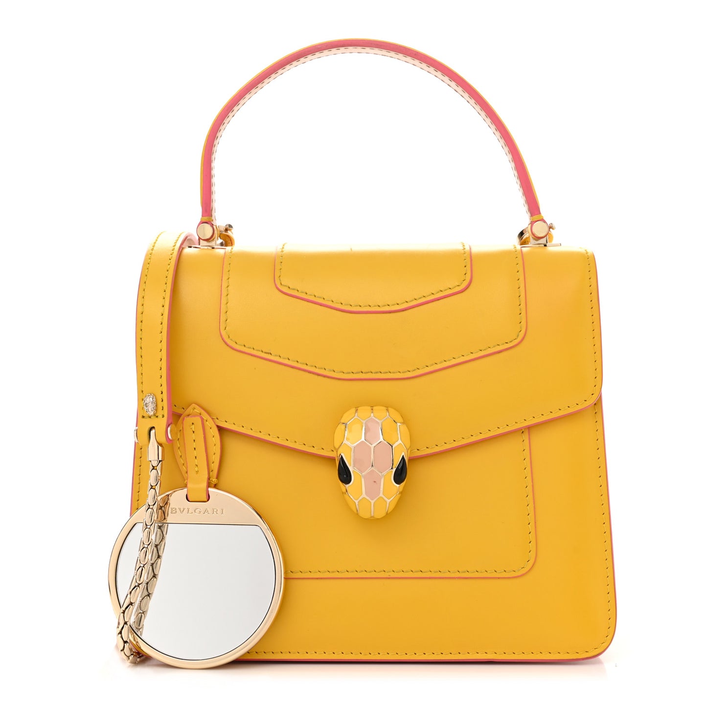 Calfskin Serpenti Forever Top Handle Yellow