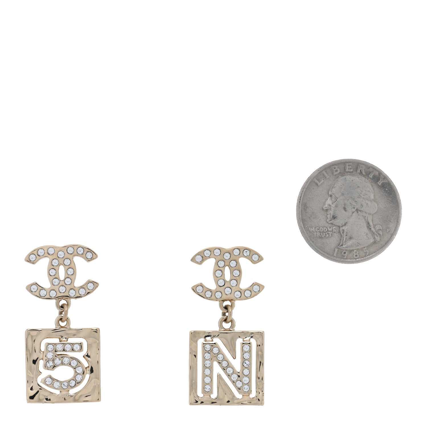 Chanel Crystal CC No 5 Drop Earrings Gold 2 of 5