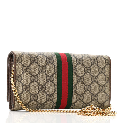 Gucci GG Supreme Monogram Web Ophidia Wallet On Chain Brown 3 of 10