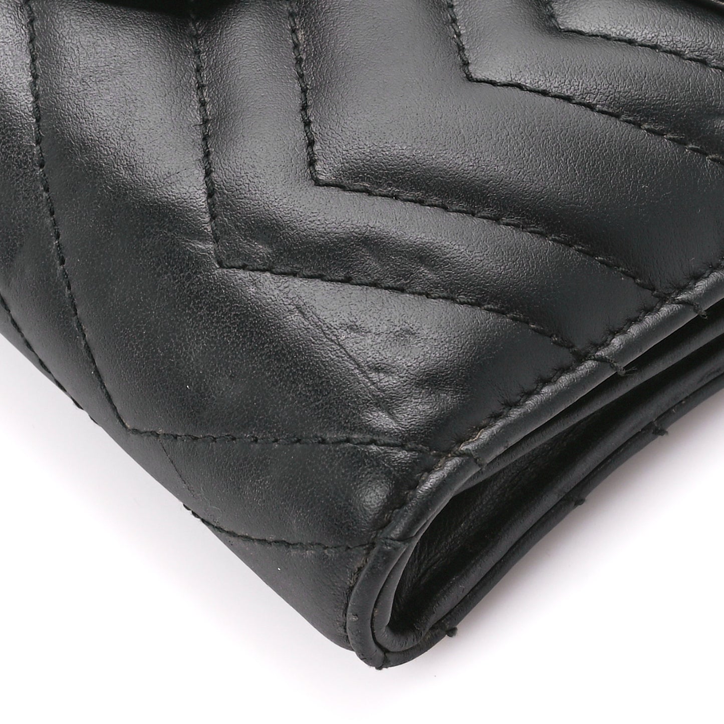 Calfskin Matelasse GG Marmont Chain Wallet Black