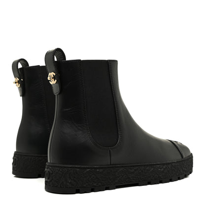 Chanel Calfskin Cap Toe CC Ankle Boots 39 Black 5 of 16