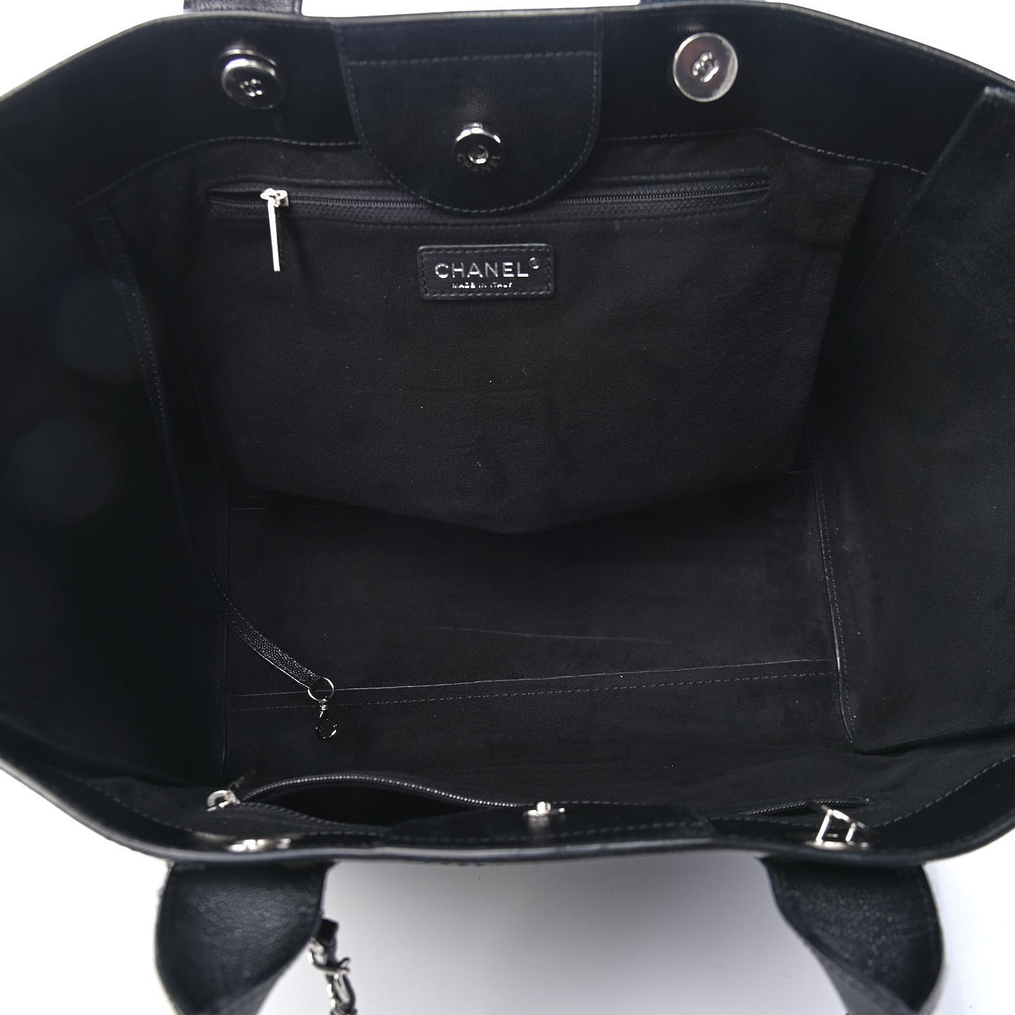 Caviar Medium Studded Deauville Tote Black