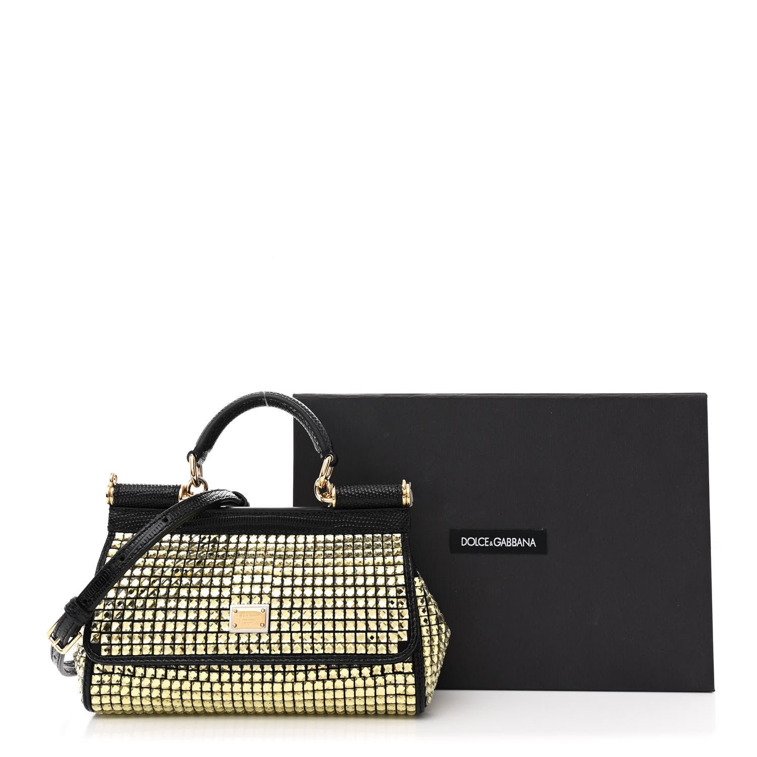 Dolce & Gabbana Stampa Iguana Embossed Crystal Small Miss Sicily Satchel Gold 10 of 10