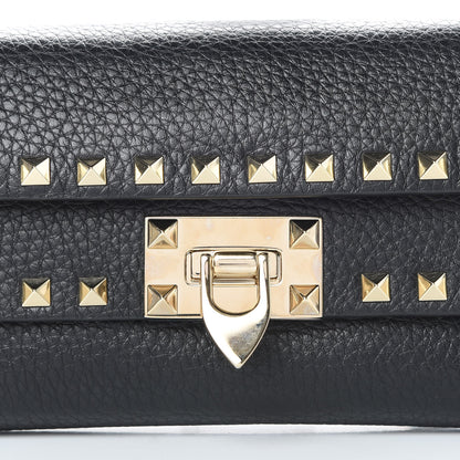 Valentino Garavani Grainy Calfskin Rockstud Double Flap Belt Bag Black 7 of 10