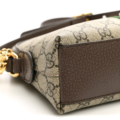 Gucci GG Supreme Monogram Textured Dollar Calfskin Web Small Ophidia Dome Shoulder Bag Beige Ebony New Acero 8 of 10