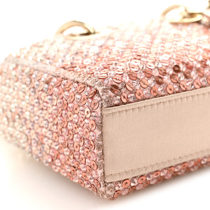 Christian Dior Satin Crystal Sequins Embroidered Micro Lady D-Joy Pink 9 of 10
