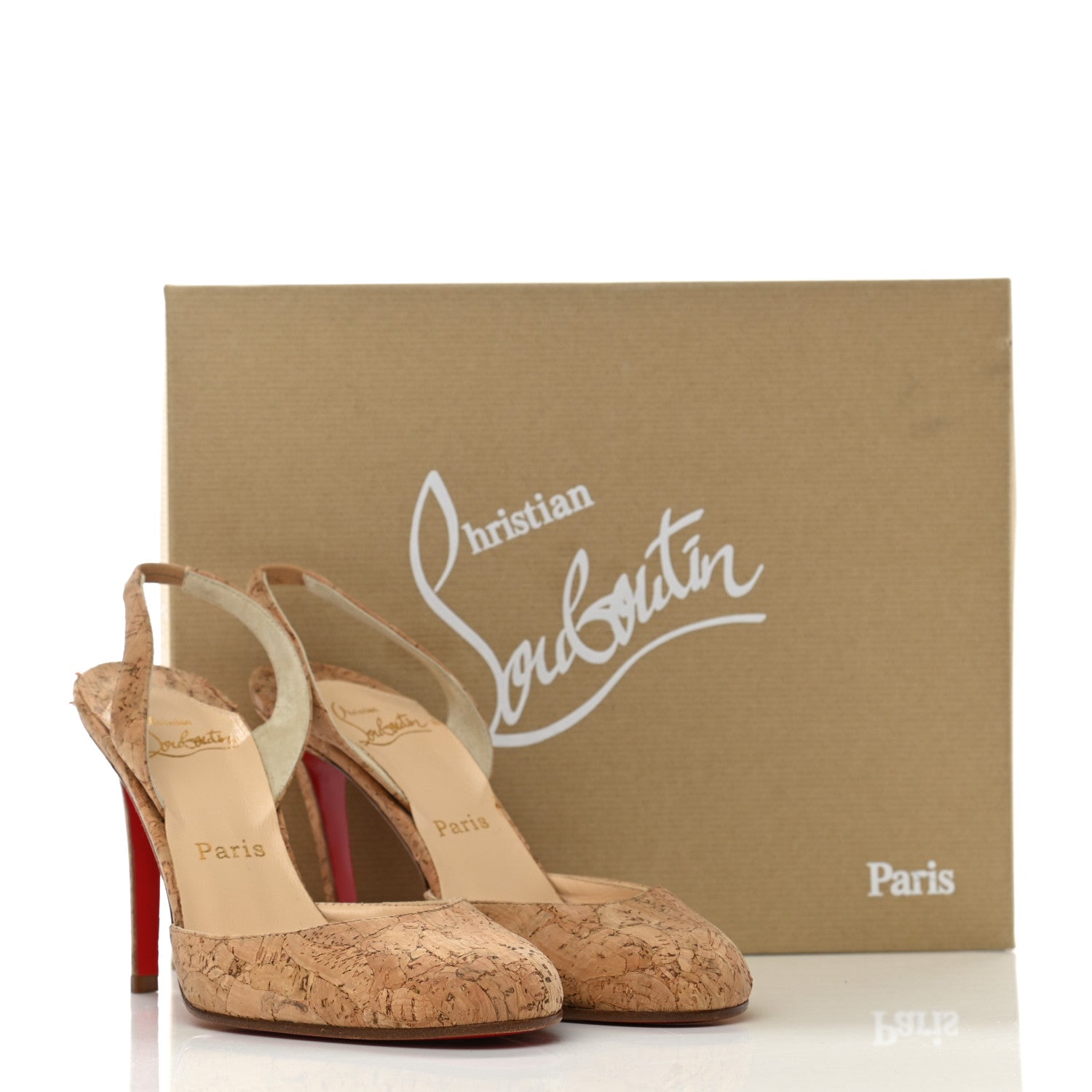 Christian Louboutin Cork Slingback Pumps 37 Natural 10 of 10